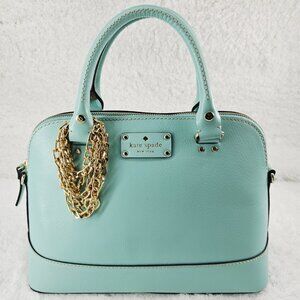 KATE SPADE Wellesley Rachelle Turquoise Texturedt Leather Domed Satchel Handbag